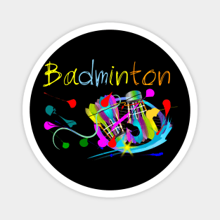 Racket Badminton sport art  brush style Magnet